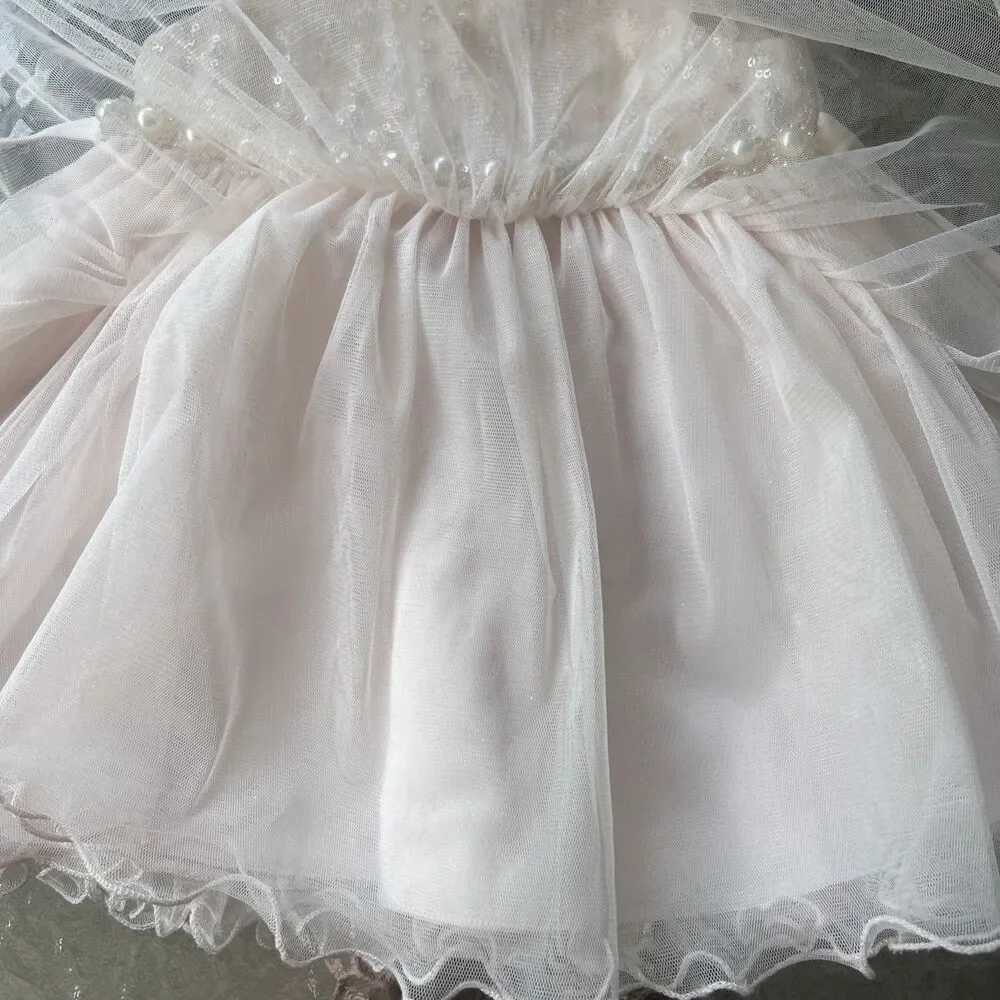 American Princess Elegant Dress Tulle Pearls Formal Occasion Size 18 Months - Picture 10 of 13